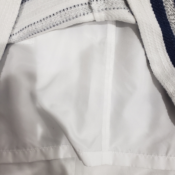 ANN TAYLOR LOFT navy blue & White Cotton Tweed Zip - Picture 3 of 6